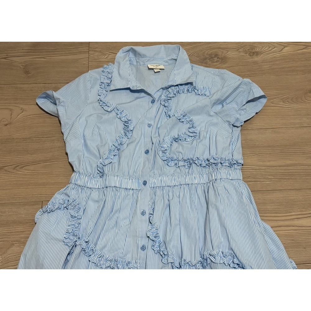 kate spade Light Blue Striped Ruffle Midi Dress - Picture 6 of 9